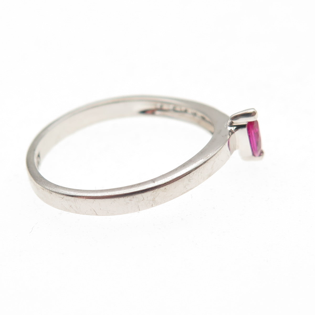925 Sterling Silver Lab-Created Ruby & C Z Today Ring Size 7.25