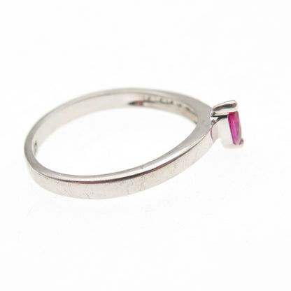 925 Sterling Silver Lab-Created Ruby & C Z Today Ring Size 7.25