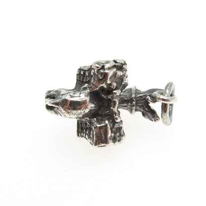 925 Sterling Silver Vintage Donkey Caravan Minimalist 3D Charm Pendant