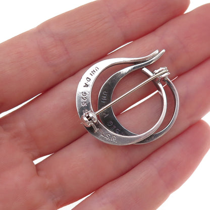 David Andersen 925S Sterling Silver Vintage Norway Modernist Oxidized Pin Brooch