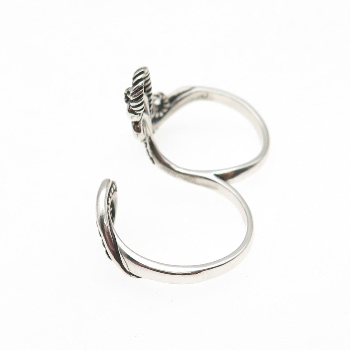 Carolyn Pollack Sterling Silver Vintage Adjustable 2-Finger Ring Size 10.5 / 11