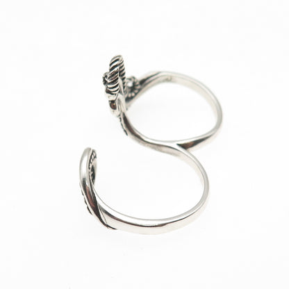 Carolyn Pollack Sterling Silver Vintage Adjustable 2-Finger Ring Size 10.5 / 11