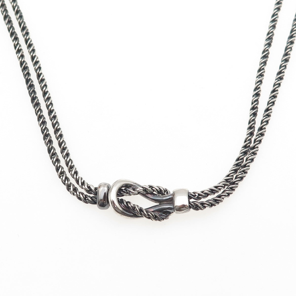 TIFFANY & CO. Sterling Silver Vintage Love Knot Double Rope Chain Necklace 18"