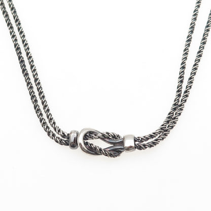 TIFFANY & CO. Sterling Silver Vintage Love Knot Double Rope Chain Necklace 18"