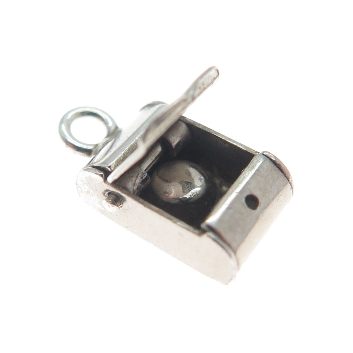 925 Sterling Silver Antique Art Deco Mail Box Minimalist 3D Charm Pendant