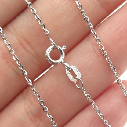925 Sterling Silver Italy Round & Heart-Cut C Z Cable Chain Necklace 16"