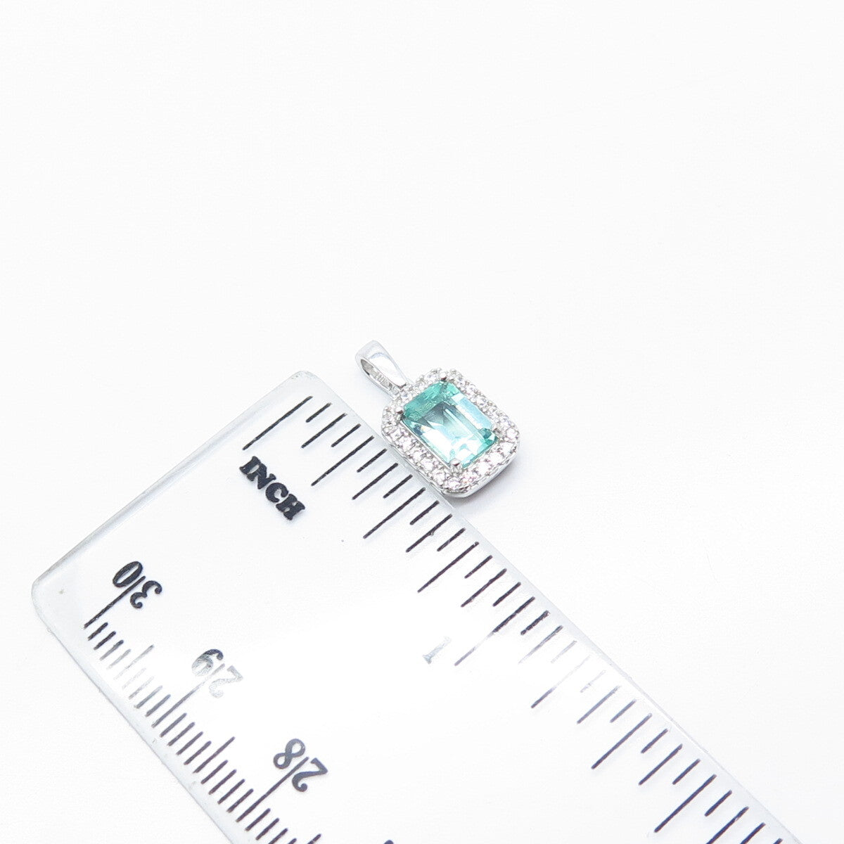 925 Sterling Silver White & Green C Z Pendant