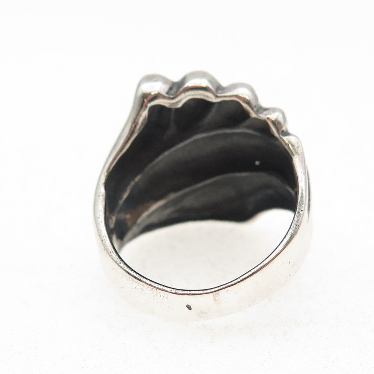 925 Sterling Silver Vintage Modernist Oxidized Ring Size 7.75
