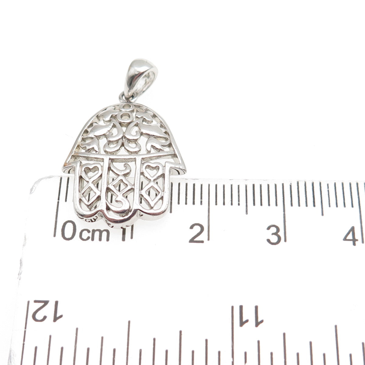 925 Sterling Silver Vintage Hamsa Amulet Charm Pendant