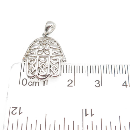925 Sterling Silver Vintage Hamsa Amulet Charm Pendant