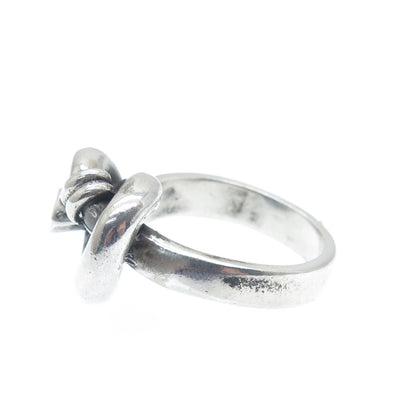 925 Sterling Silver Vintage Israel Modernist Love Knot Oxidized Ring Size 9.25