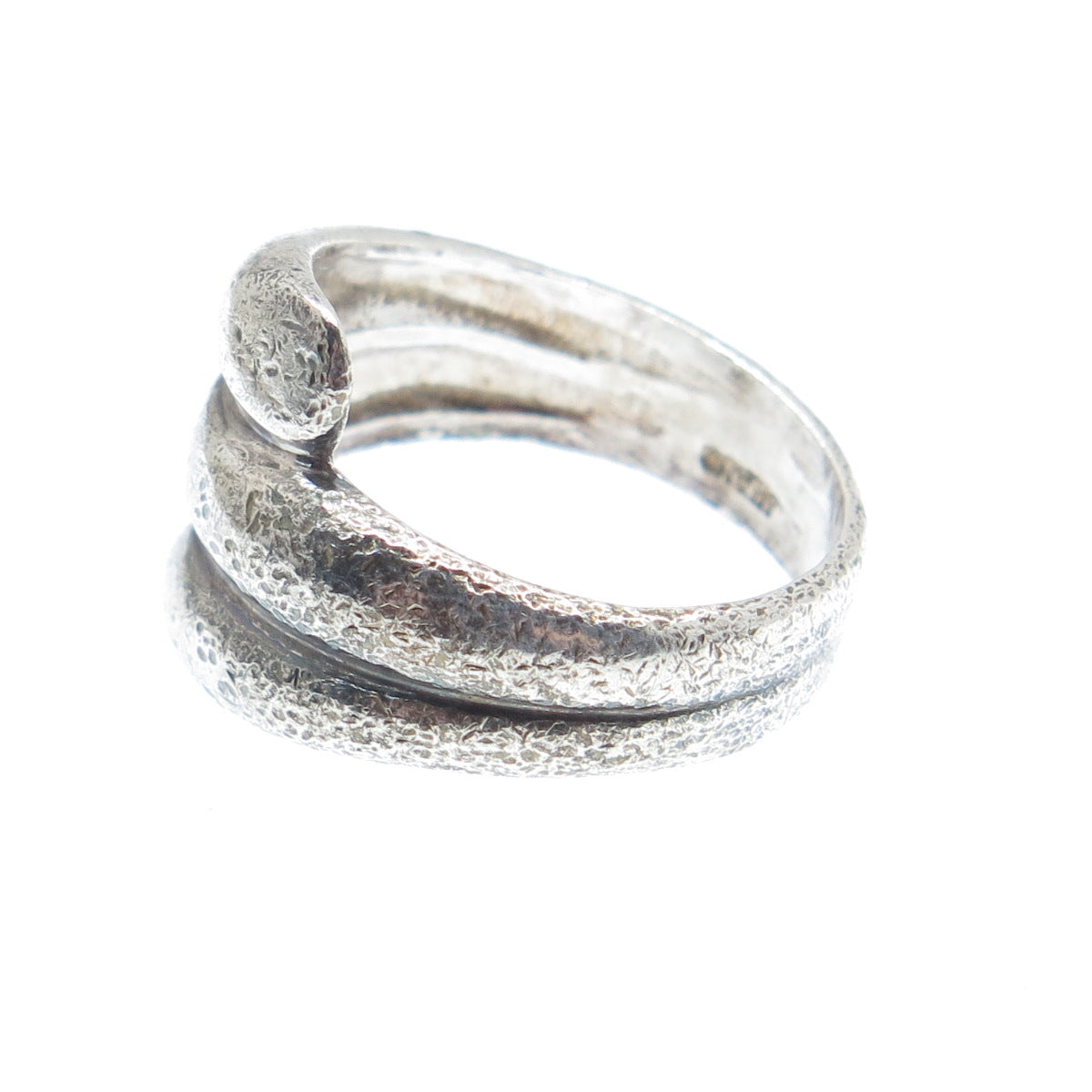 925 Sterling Silver Vintage Modernist Bypass Oxidized Ring Size 6.25
