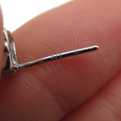 925 Sterling Silver Round-Cut C Z Square Stud Earrings