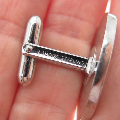 LAMODE 925 Sterling Silver Vintage Engravable Classic Oval Cufflinks