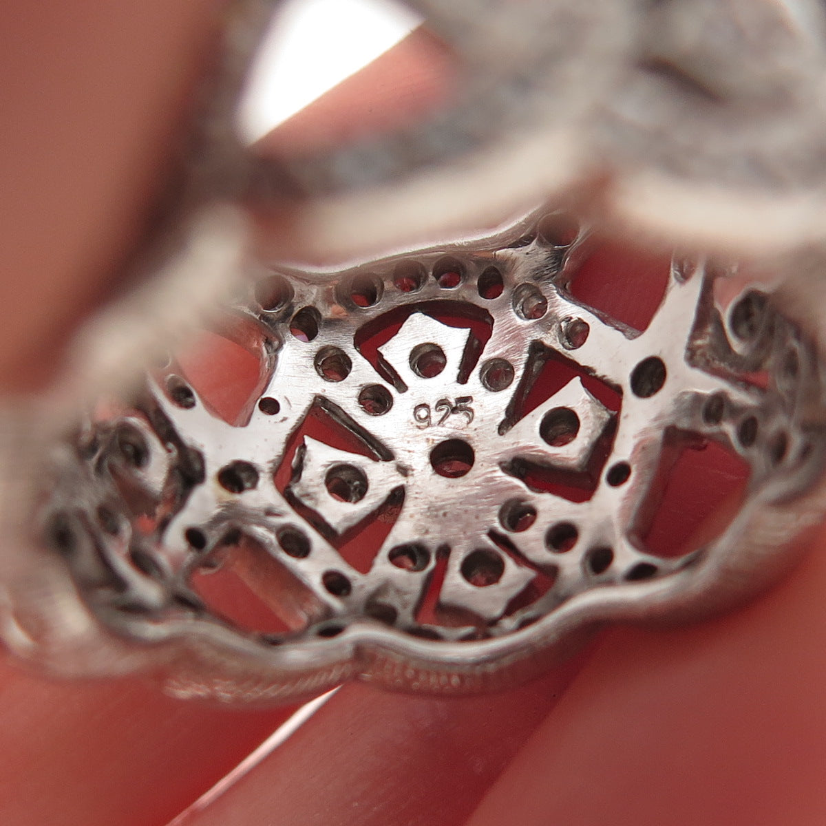 925 Sterling Silver Round-Cut C Z Cross Woven Sparkle Ring Size 8