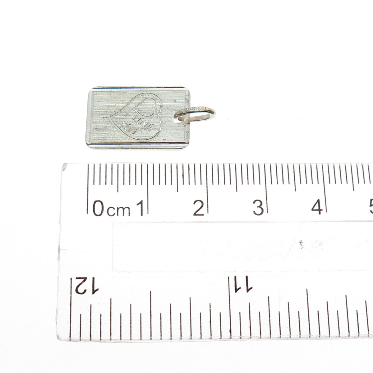 925 Sterling Silver Vintage Italy Engraved I Love You Tag Charm Pendant