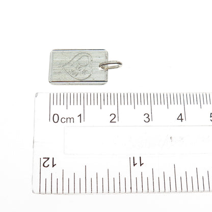 925 Sterling Silver Vintage Italy Engraved I Love You Tag Charm Pendant
