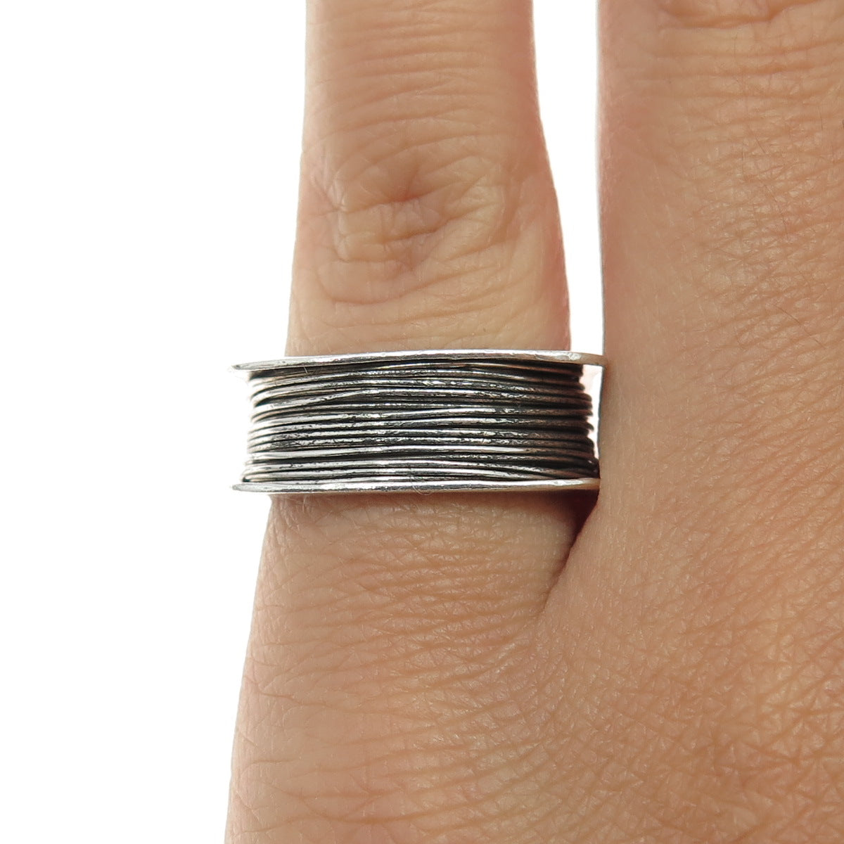 JOIELLE 925 Sterling Silver Vintage Spool of Thread Ring Size 6.25