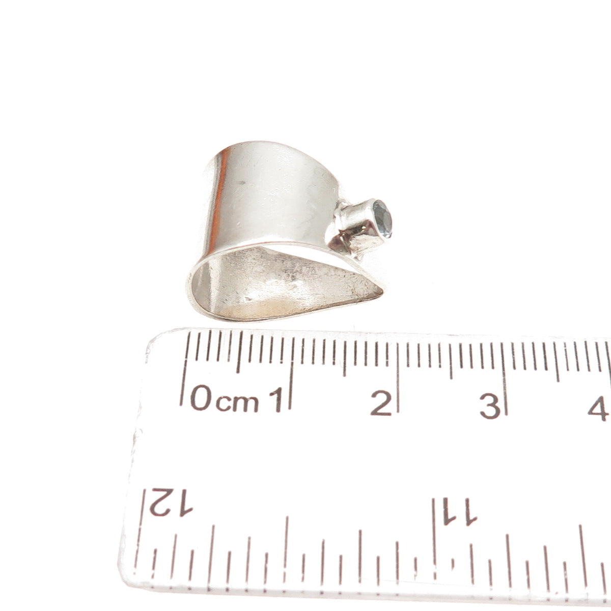 925 Sterling Silver Vintage Real Round-Cut Blue Topaz Bail for Pendant