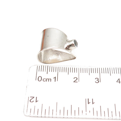 925 Sterling Silver Vintage Real Round-Cut Blue Topaz Bail for Pendant