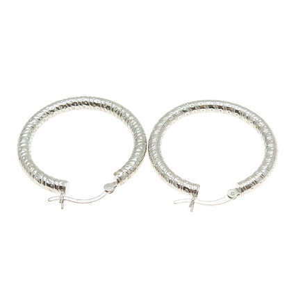 925 Sterling Silver Ornate Hoop Earrings