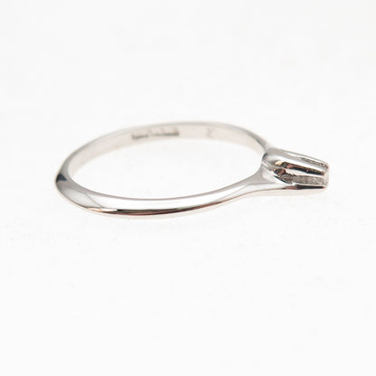 925 Sterling Silver Vintage Real Diamond Engagement Stackable Ring Size 7.25