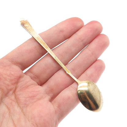 EGON LAURIDSEN 925S Sterling Gold Plated Vintage Denmark Enamel Coffee Spoon