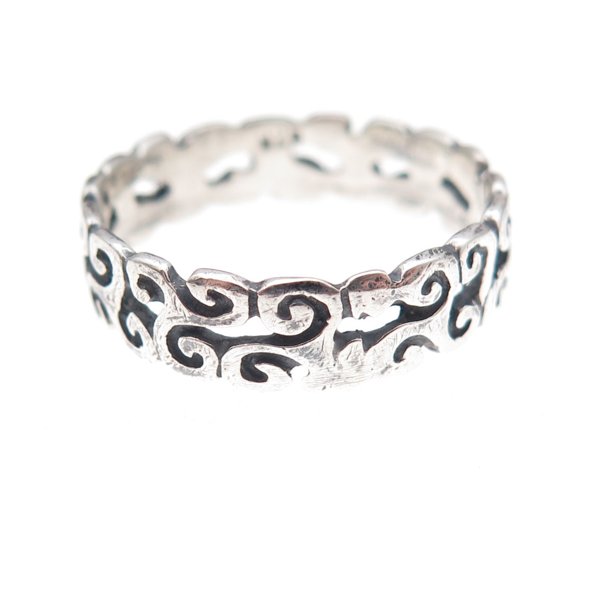 925 Sterling Silver Vintage Celtic Triskelion Oxidized Band Ring Size 9.5