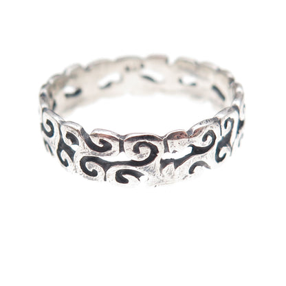 925 Sterling Silver Vintage Celtic Triskelion Oxidized Band Ring Size 9.5