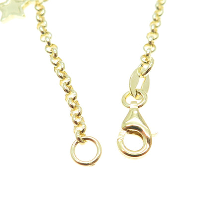 925 Sterling Silver Gold Plated Star Charm Rolo Link Bracelet 7"