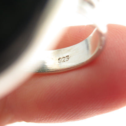 925 Sterling Silver Vintage Real Cabochon Zoisite Ruby Modernist Ring Size 8.25