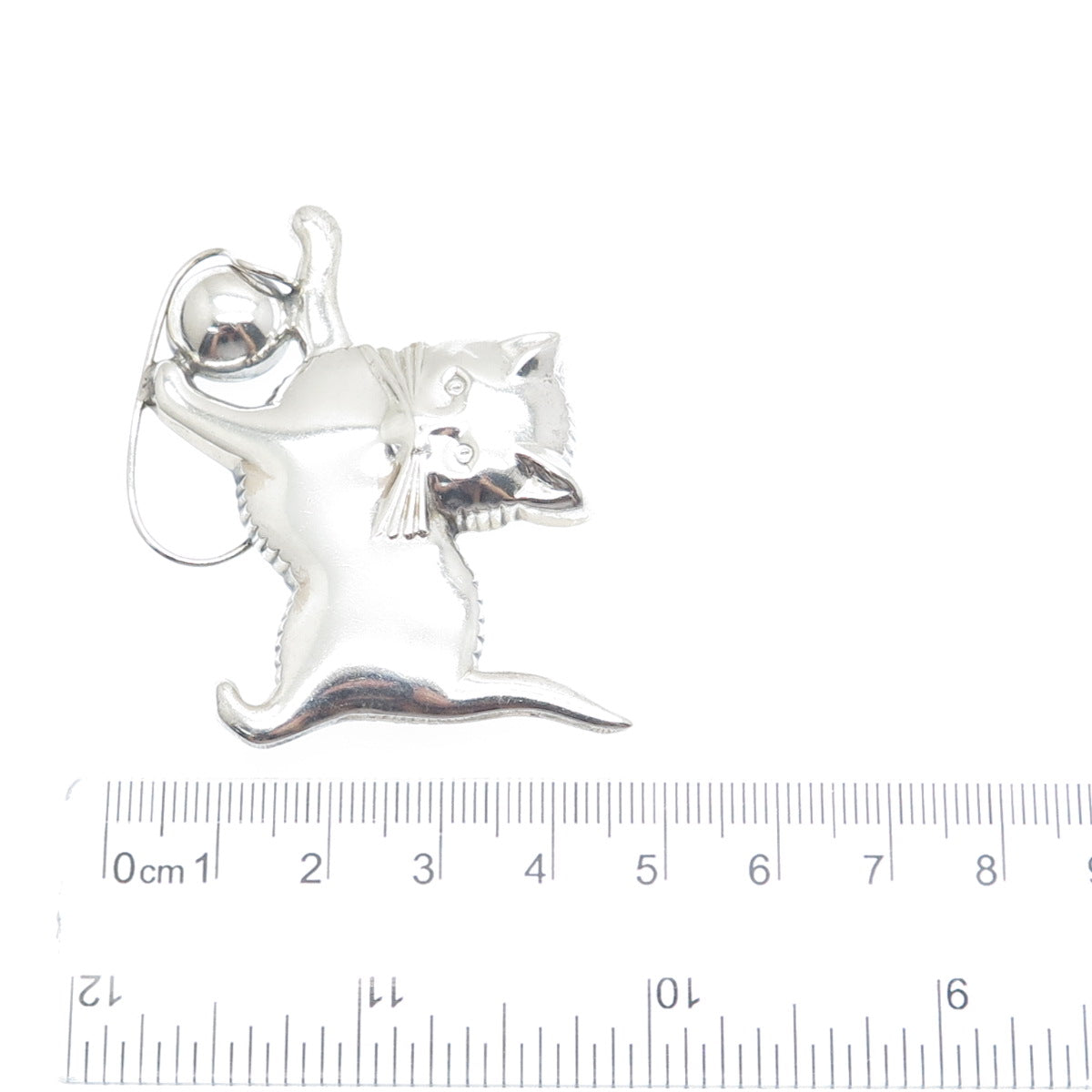 LANG 925 Sterling Silver Antique Art Deco Playing Cat Pin Brooch