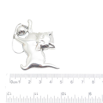 LANG 925 Sterling Silver Antique Art Deco Playing Cat Pin Brooch