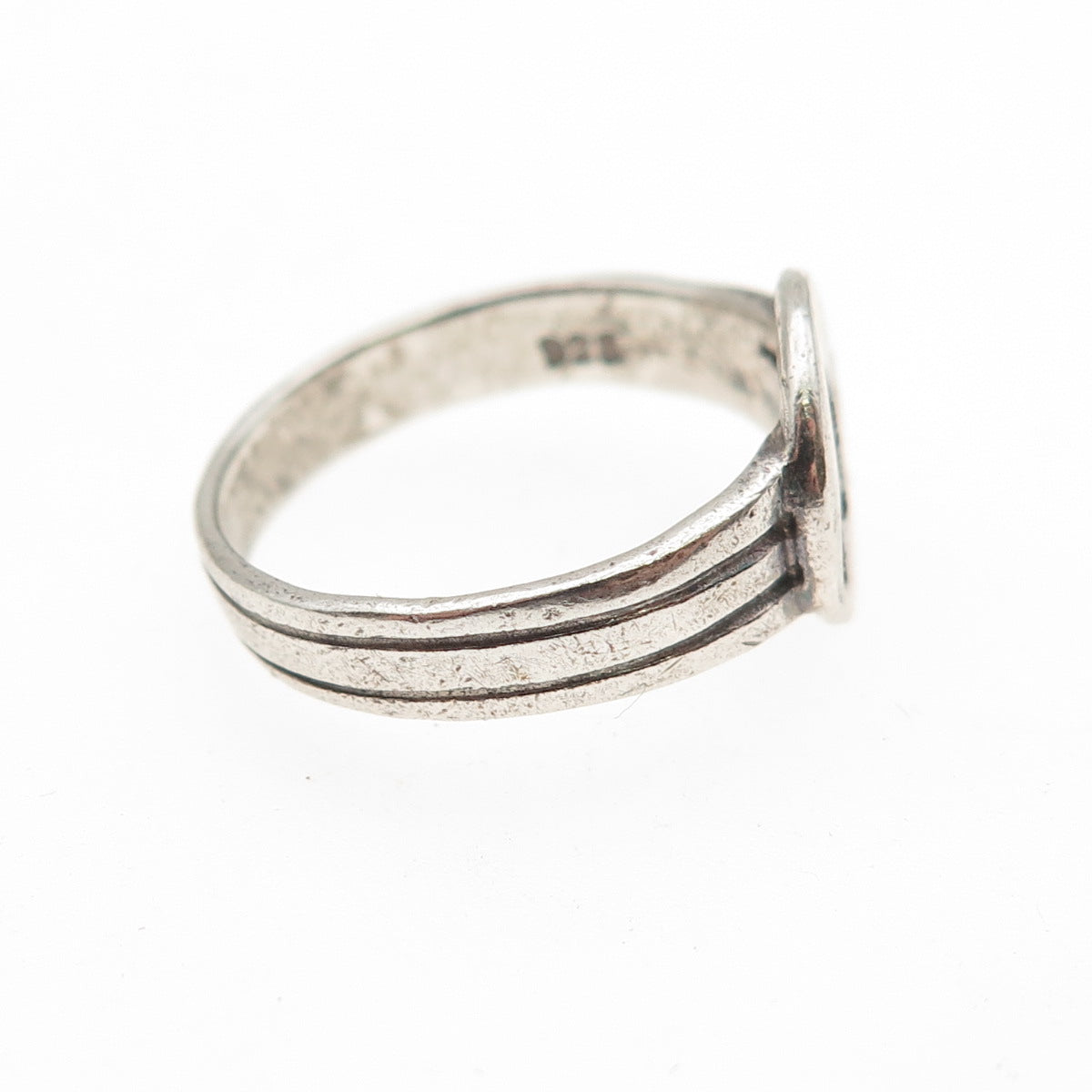 925 Sterling Silver Vintage Heartbeat Oxidized Ring Size 6.25