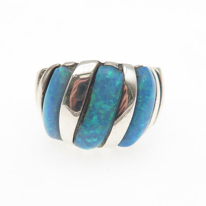 TED OTT 925 Sterling Silver Vintage Real Opal Modernist Ring Size 9