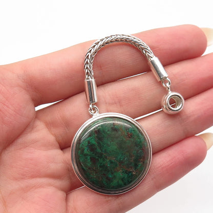 950 Silver Vintage Real Eilat Gemstone Fob Key Chain