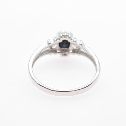 NEVADA 925 Sterling Silver Vintage Real Oval-Cut Sapphire Ring Size 9.25
