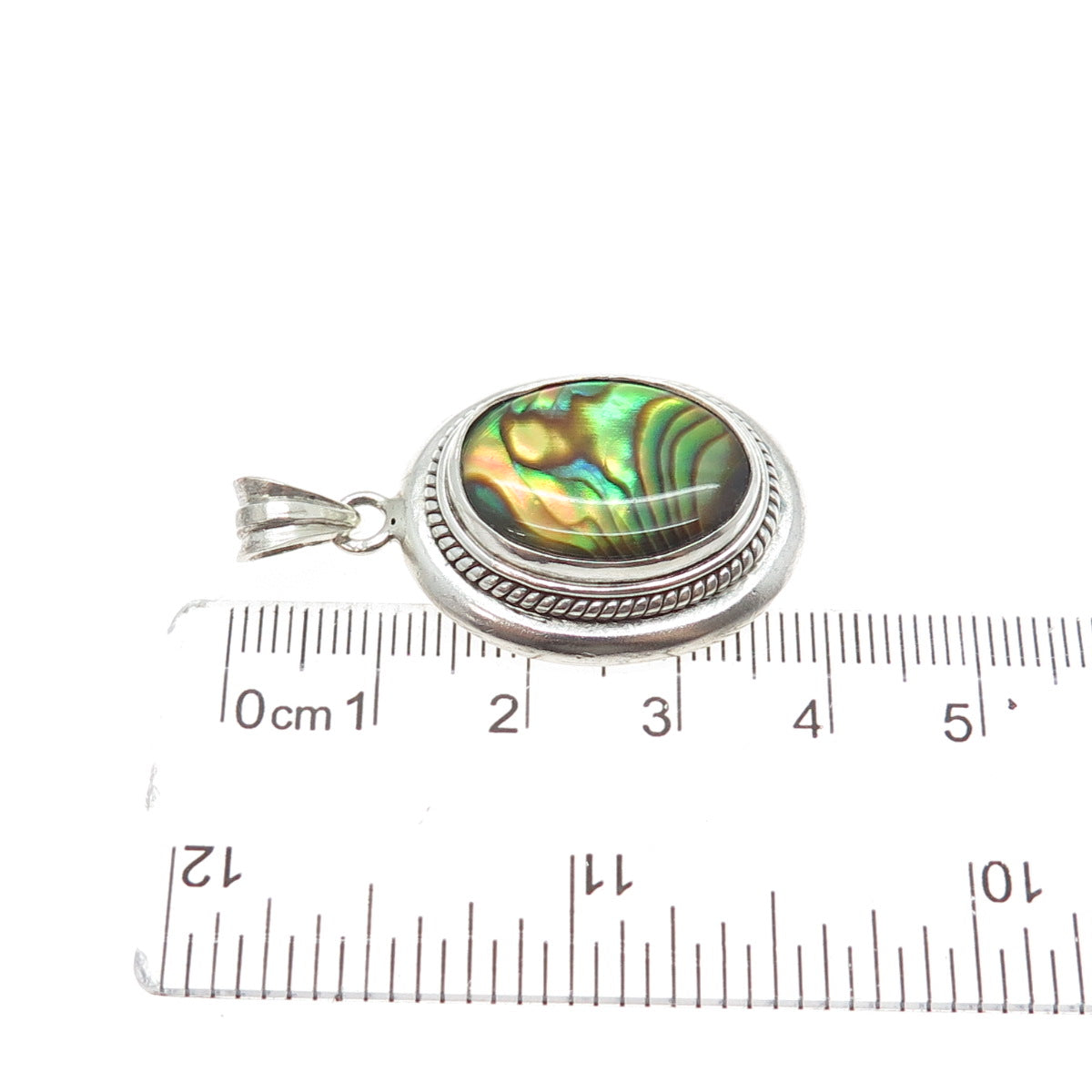 925 Sterling Silver Vintage Real Abalone Shell Charm Pendant