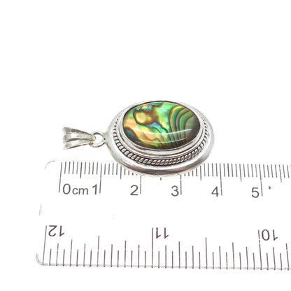 925 Sterling Silver Vintage Real Abalone Shell Charm Pendant