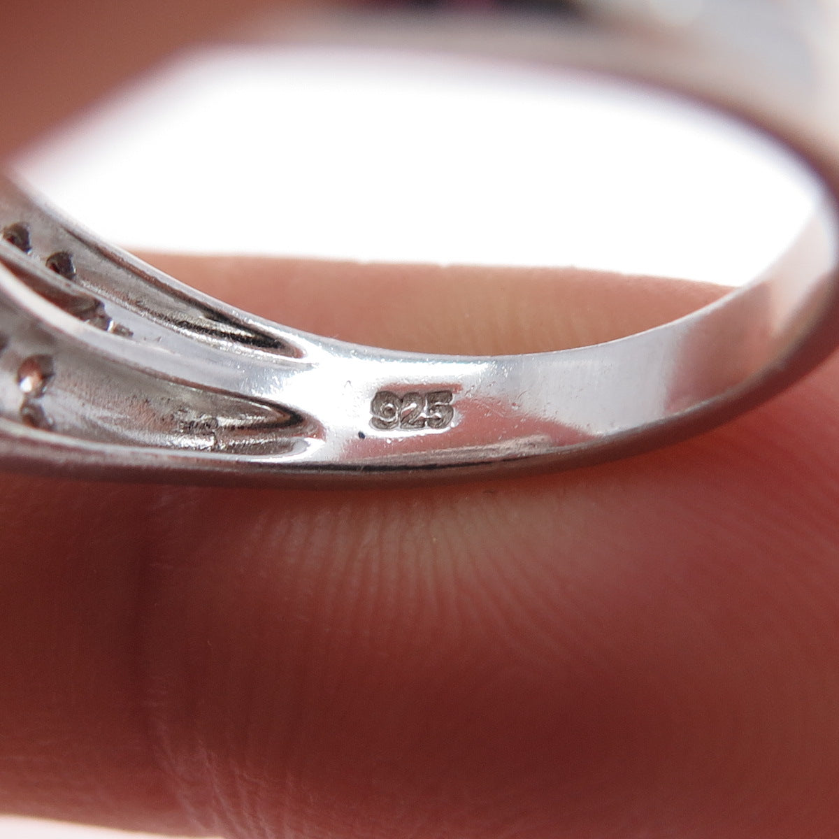 JANE SEYMOUR 925 Sterling Silver Real Pink Sapphire & White Topaz Ring Size 7.25