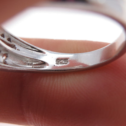 JANE SEYMOUR 925 Sterling Silver Real Pink Sapphire & White Topaz Ring Size 7.25