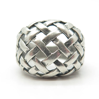 925 Sterling Silver Vintage Pacific Jewelry Wicker Ring Size 6