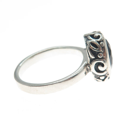 SILPADA 925 Sterling Silver Vintage Real Smoky Quartz Swirl Ring Size 8.25
