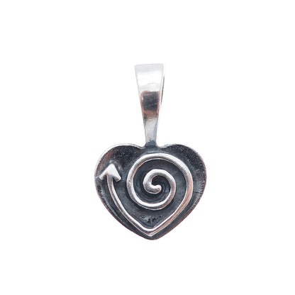 SILPADA 925 Sterling Silver Vintage Heart Spiral Oxidized Charm Pendant