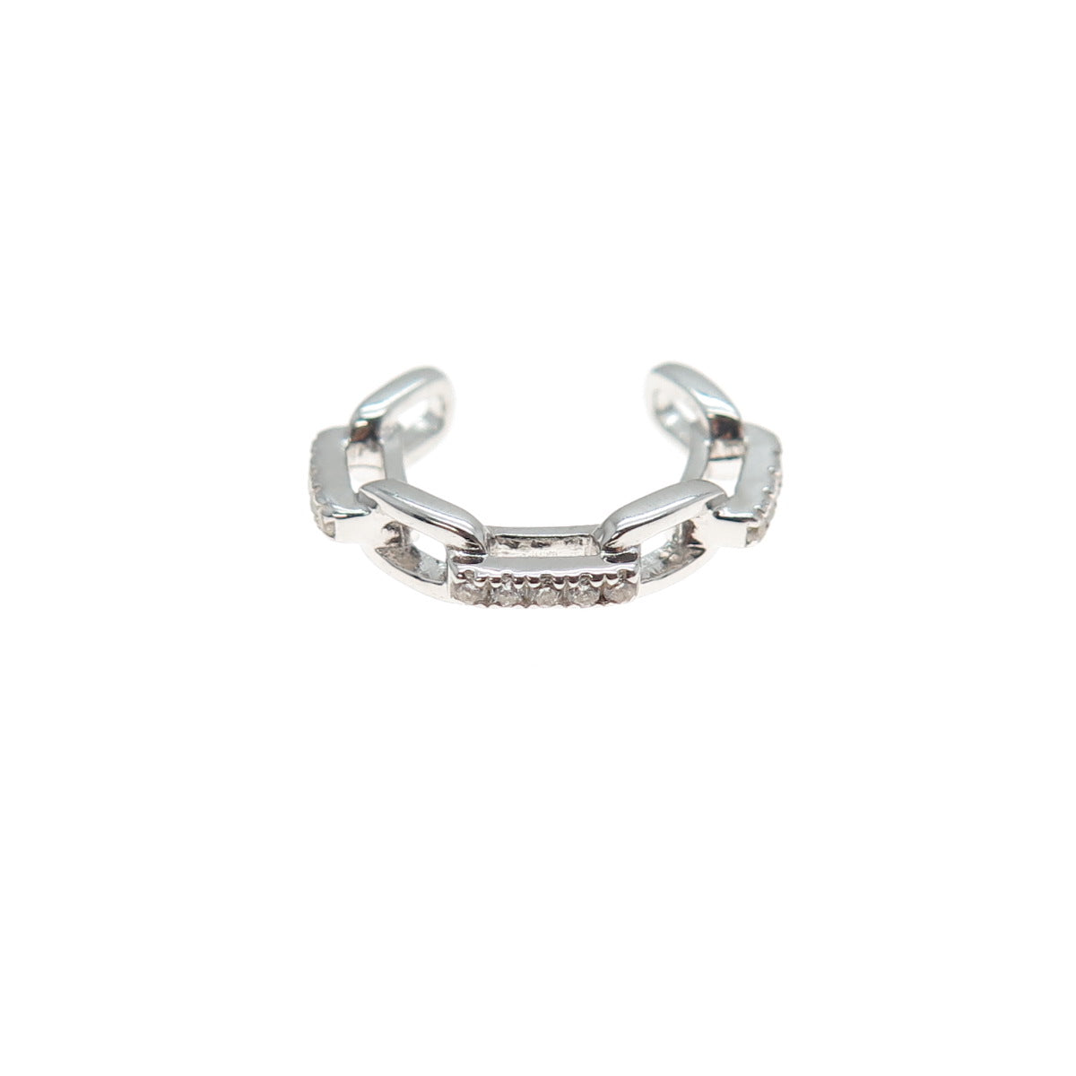 925 Sterling Silver Round-Cut C Z Adjustable Toe Cuff Ring