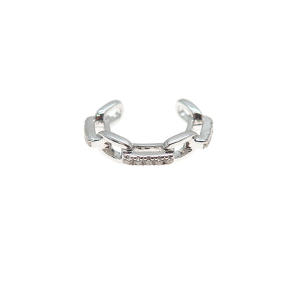 925 Sterling Silver Round-Cut C Z Adjustable Toe Cuff Ring