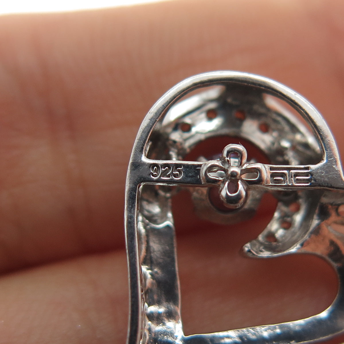 925 Sterling Silver Real Amethyst & White Topaz Heart Mini Slide Charm Pendant