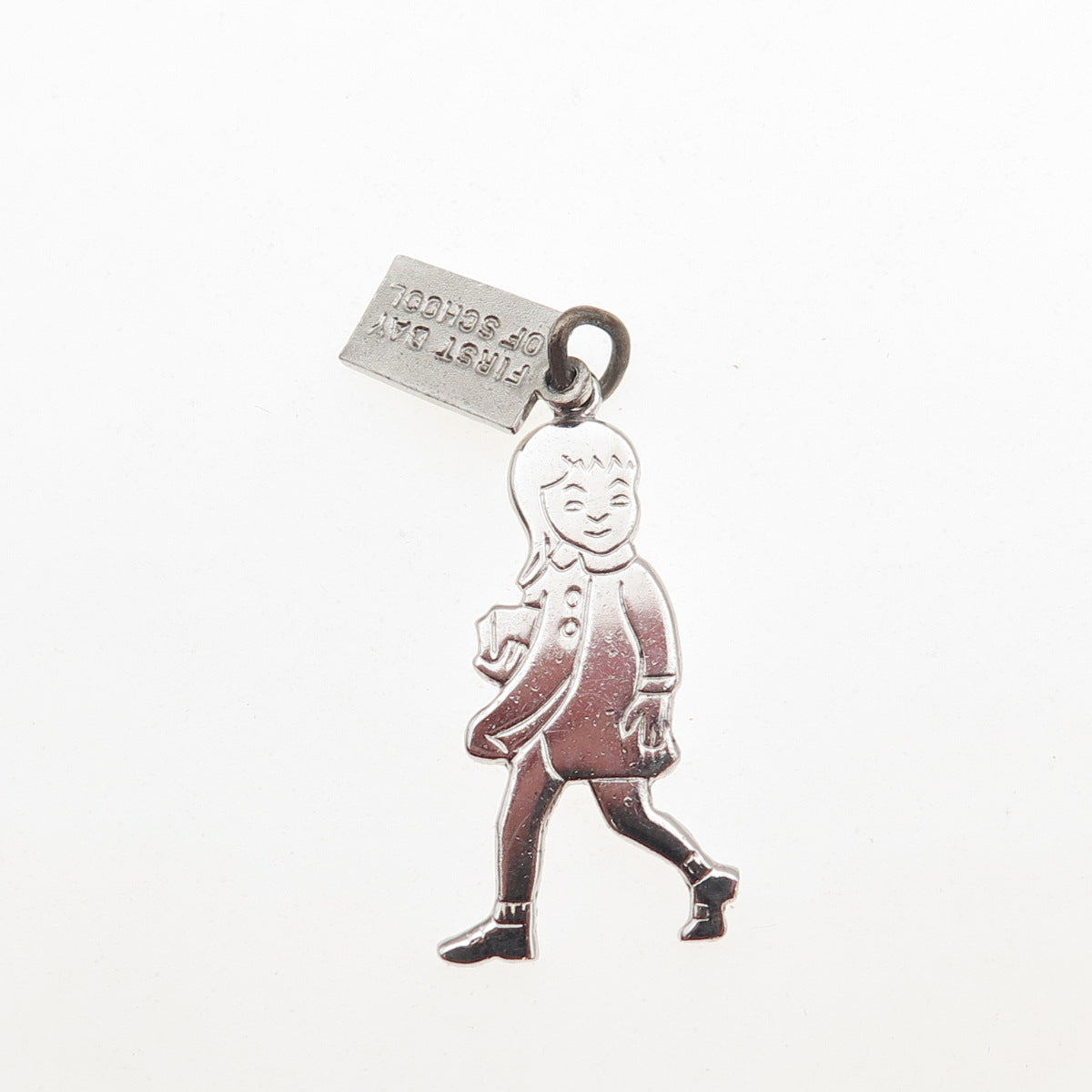 Griffith & Sons Sterling Silver Vintage First Day of School Girl Charm Pendant