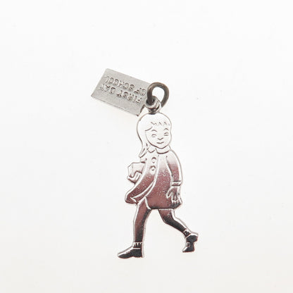 Griffith & Sons Sterling Silver Vintage First Day of School Girl Charm Pendant