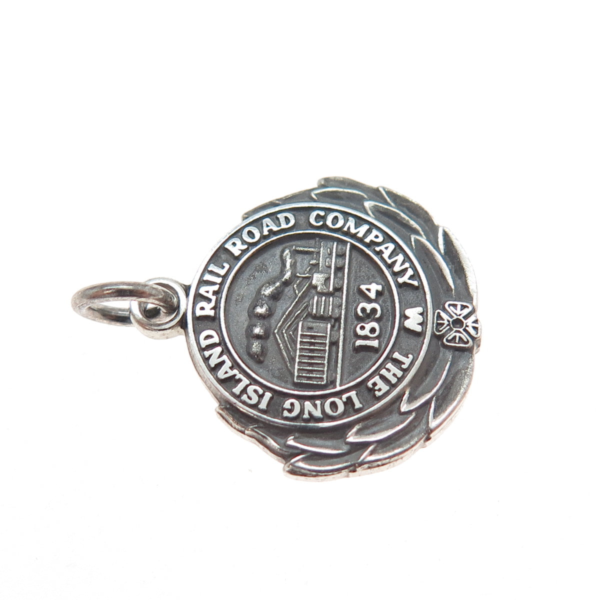 JOSTENS 925 Sterling Silver Antique LI Rail Road Co Minimalist Charm Pendant